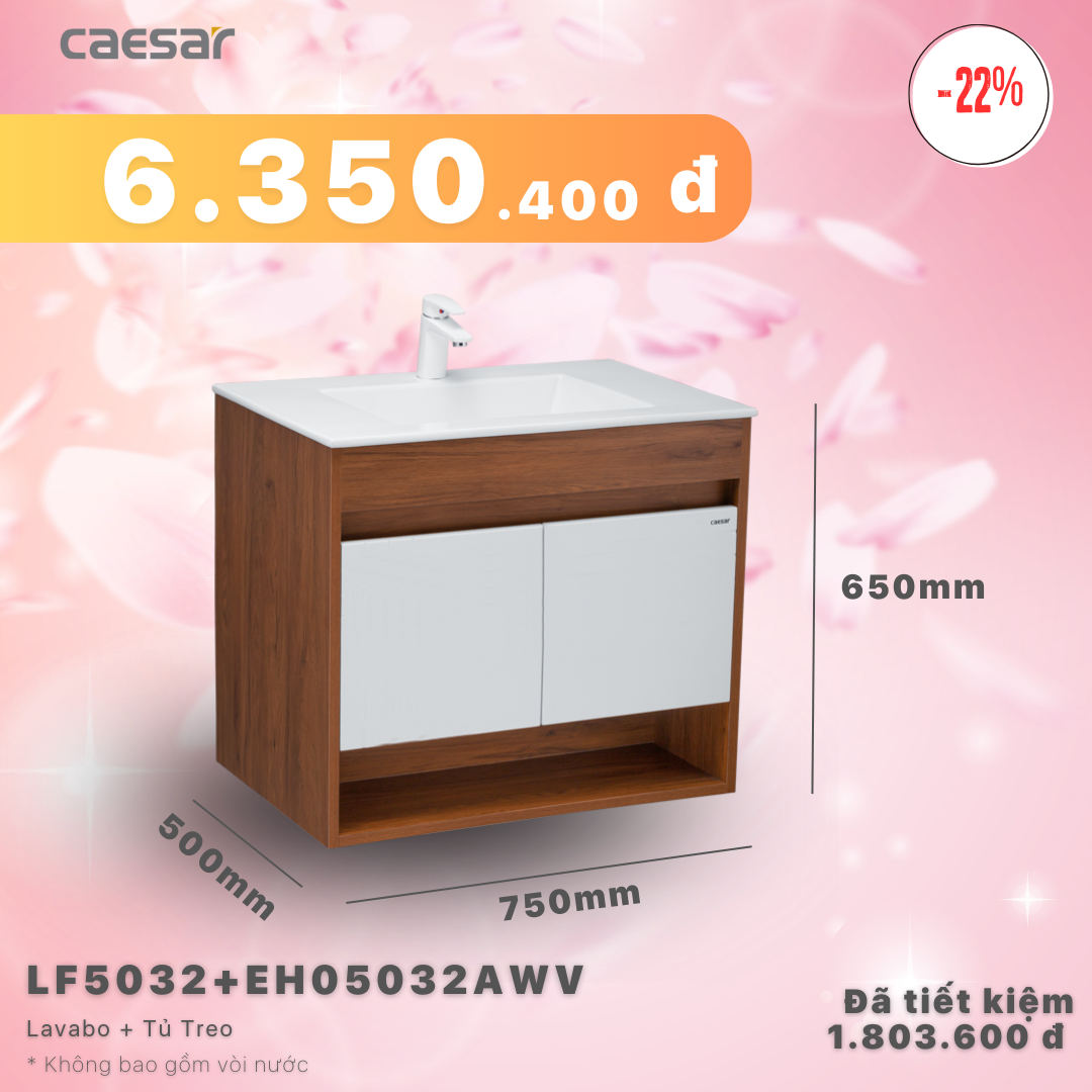 Khuyến mãi ưu đãi - Lavabo + Tủ treo - LF5032 + EH05032AWV