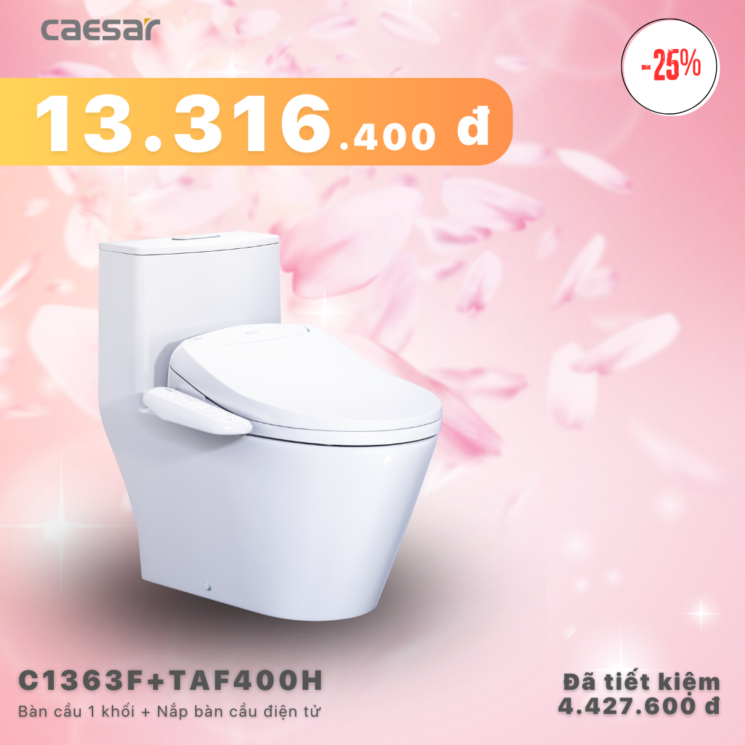 Khuyến mãi ưu đãi - Bàn cầu một khối + Nắp bàn cầu điện tử - C1363F + TAF400H