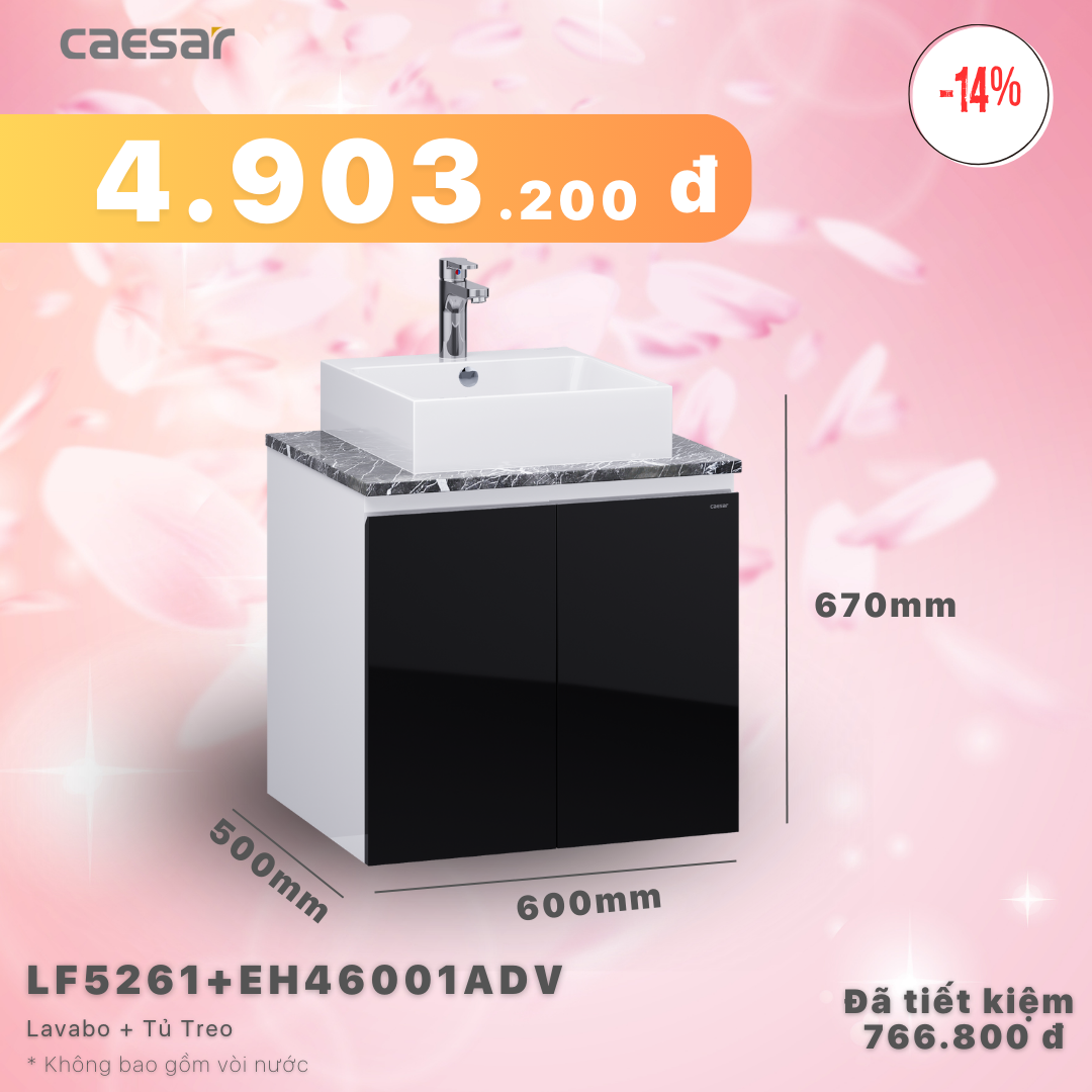 Khuyến mãi ưu đãi - Lavabo + Tủ treo - LF5261 + EH46001ADV