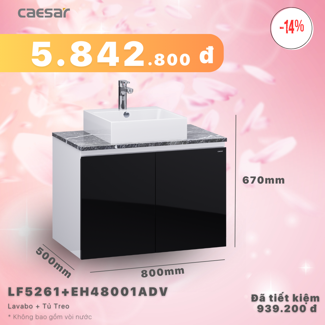 Khuyến mãi ưu đãi - Lavabo + Tủ treo - LF5261 + EH48001ADV