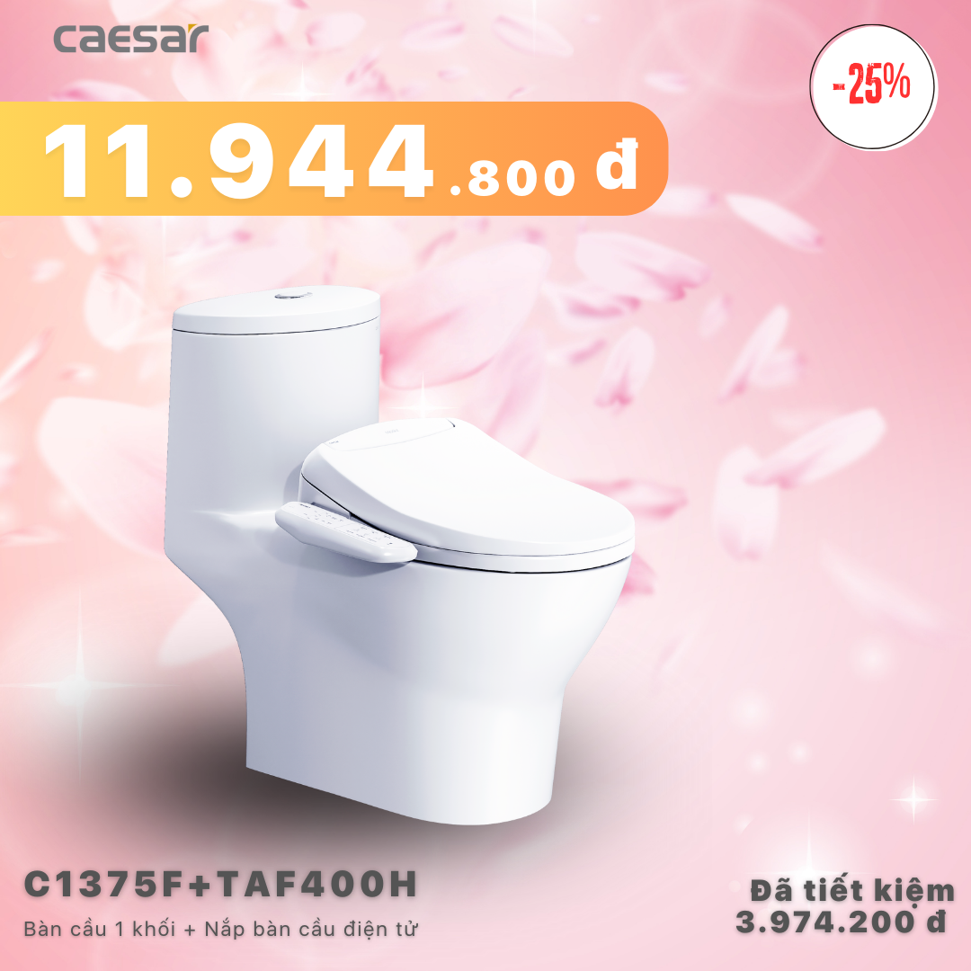 Khuyến mãi ưu đãi - Bàn cầu một khối + Nắp bàn cầu điện tử - C1375F + TAF400H