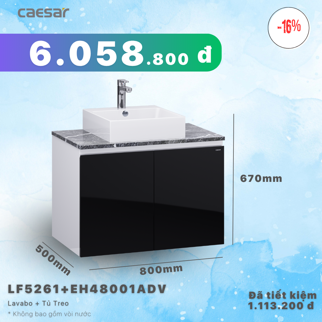 Khuyến mãi ưu đãi - Lavabo + Tủ treo - LF5261 + EH48001ADV