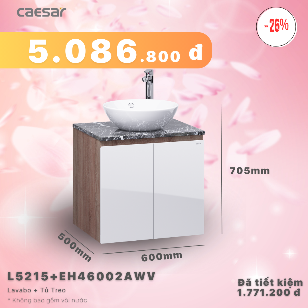Khuyến mãi ưu đãi - Lavabo + Tủ treo - L5215 + EH46002AWV