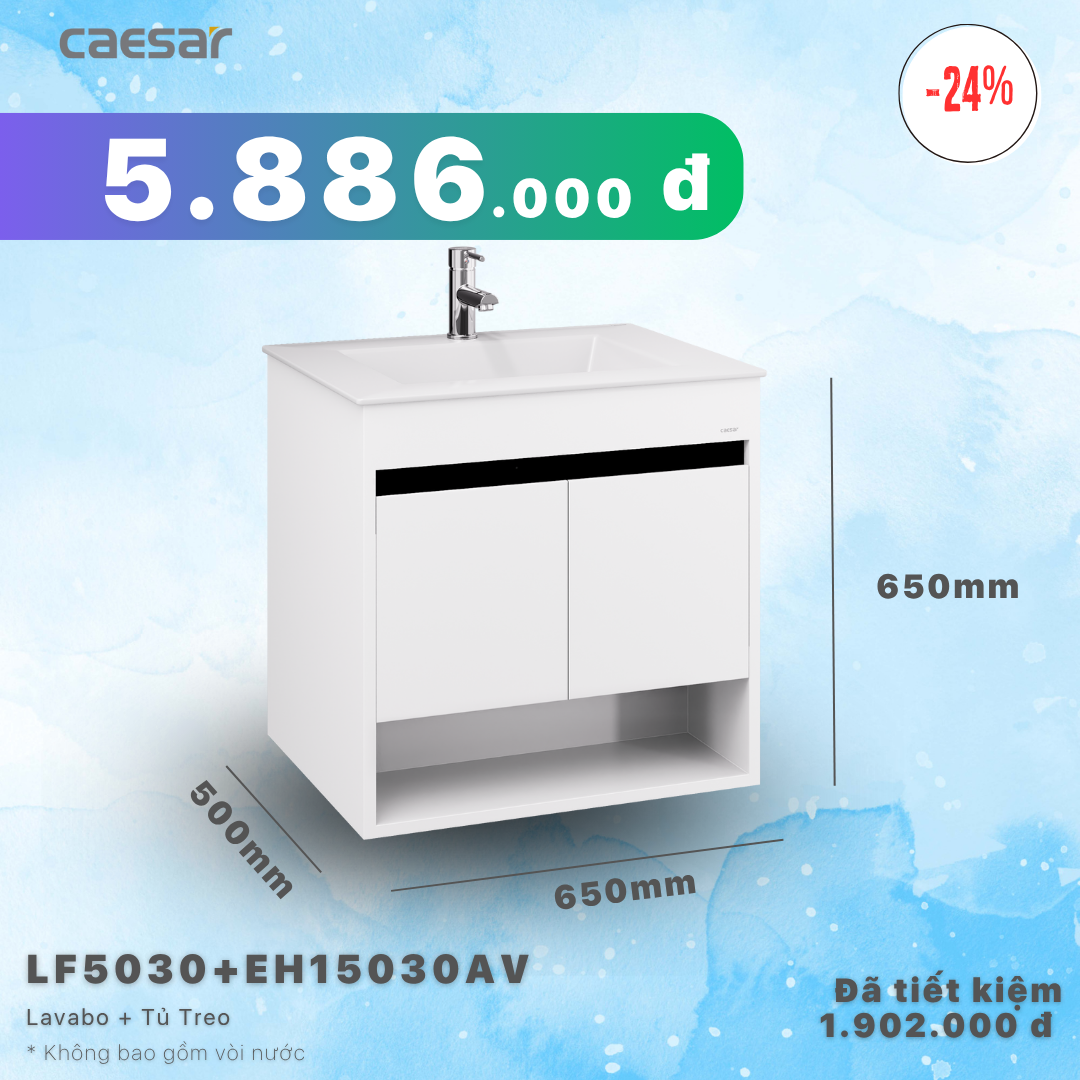 Khuyến mãi ưu đãi - Lavabo + Tủ treo - LF5030 + EH15030AV