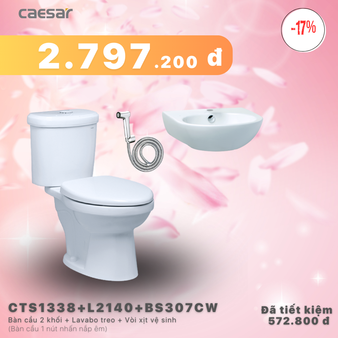 Khuyến mãi Bàn Cầu + Vòi Xịt + Lavabo - CTS1338 + L2140 + BS307CW
