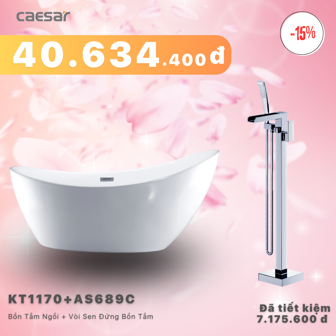 Khuyến mãi ưu đãi - Bồn tắm Ngồi + Vòi sen bồn tắm nóng lạnh - KT1170 + AS689C