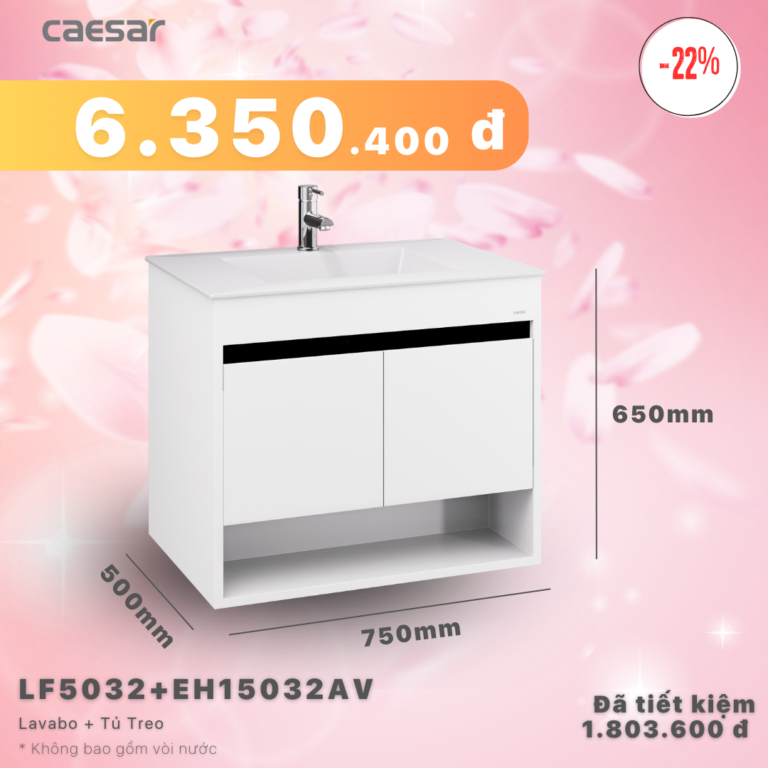 Khuyến mãi ưu đãi - Lavabo + Tủ treo - LF5032 + EH15032AV