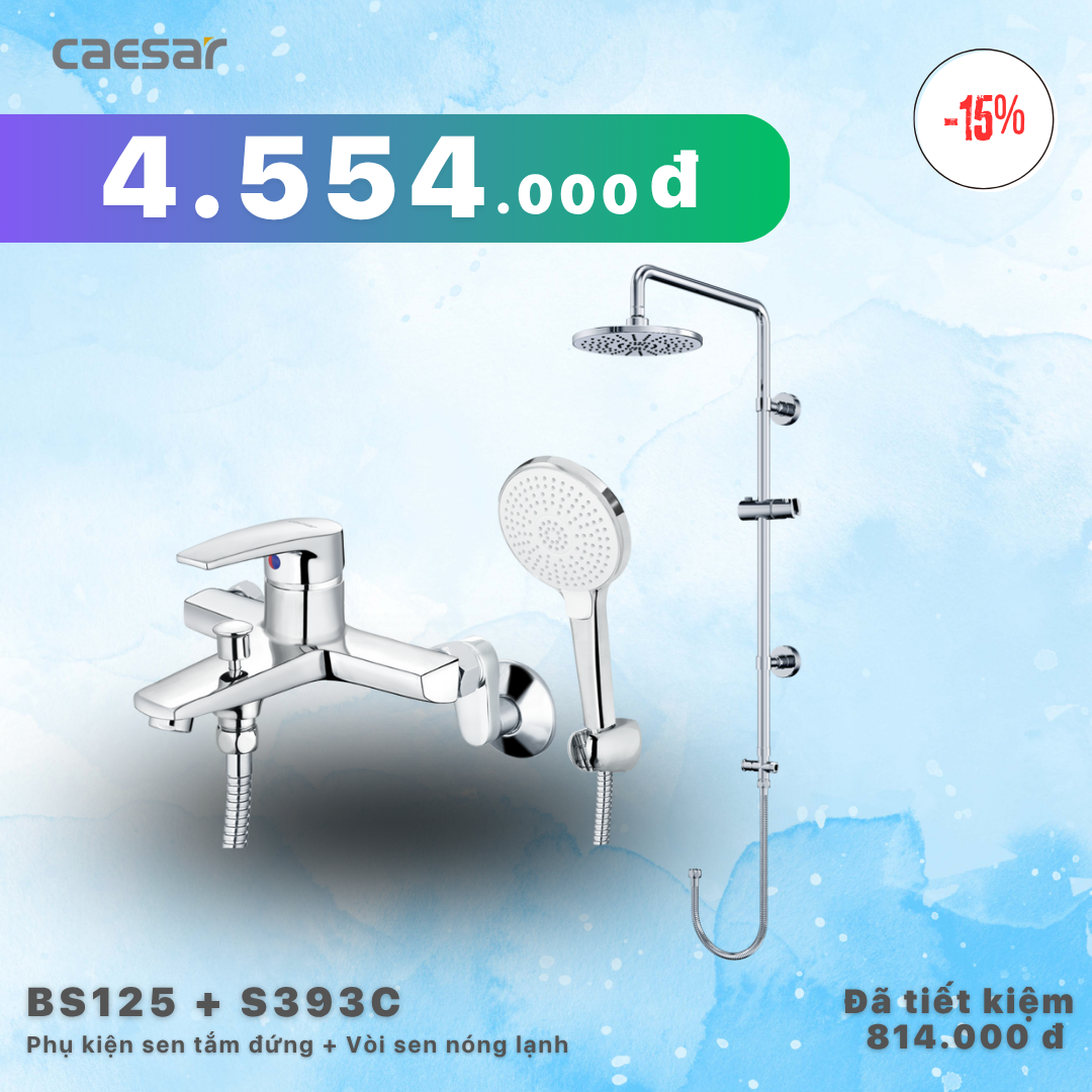 Khuyến mãi ưu đãi Sen Tắm Đứng kết hợp Vòi sen nóng lạnh - BS125 + S393C