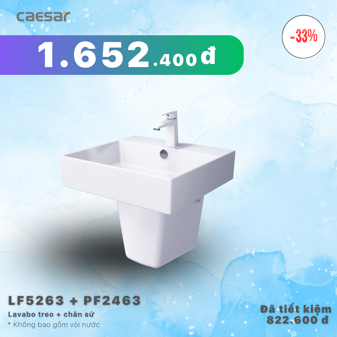 Khuyến mãi ưu đãi- Lavabo treo + chân sứ - LF5263 + PF2463