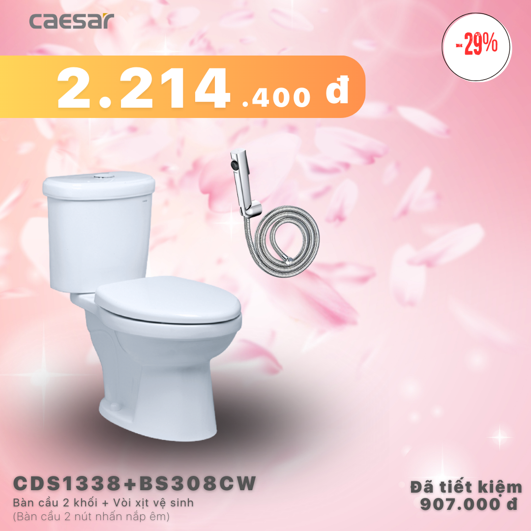 Khuyến mãi Bàn Cầu + Vòi Xịt - CDS1338 + BS308CW