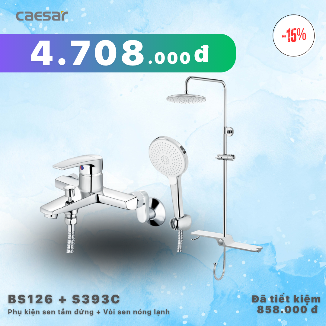 Khuyến mãi ưu đãi Sen tắm đứng kết hợp Vòi sen nóng lạnh - BS126 + S393C