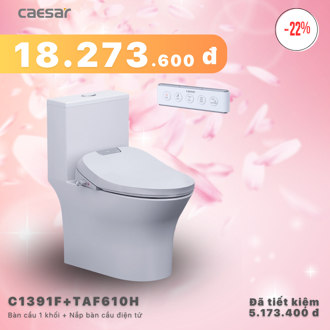 Khuyến mãi ưu đãi- Bàn Cầu Một Khối + Nắp điện tử - C1391F + TAF610H
