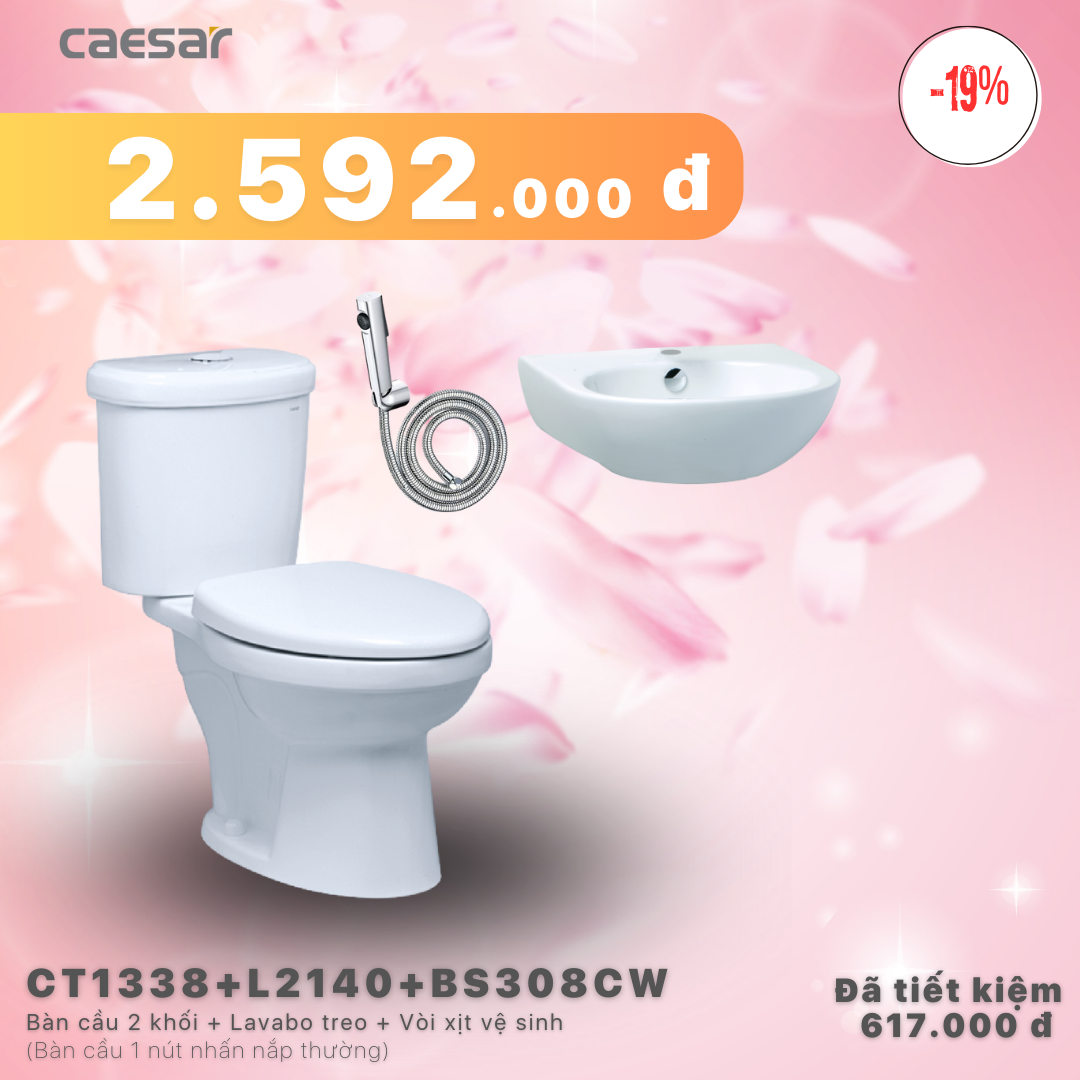 Khuyến mãi Bàn Cầu + Vòi Xịt + Lavabo - CT1338 + L2140 + BS308CW