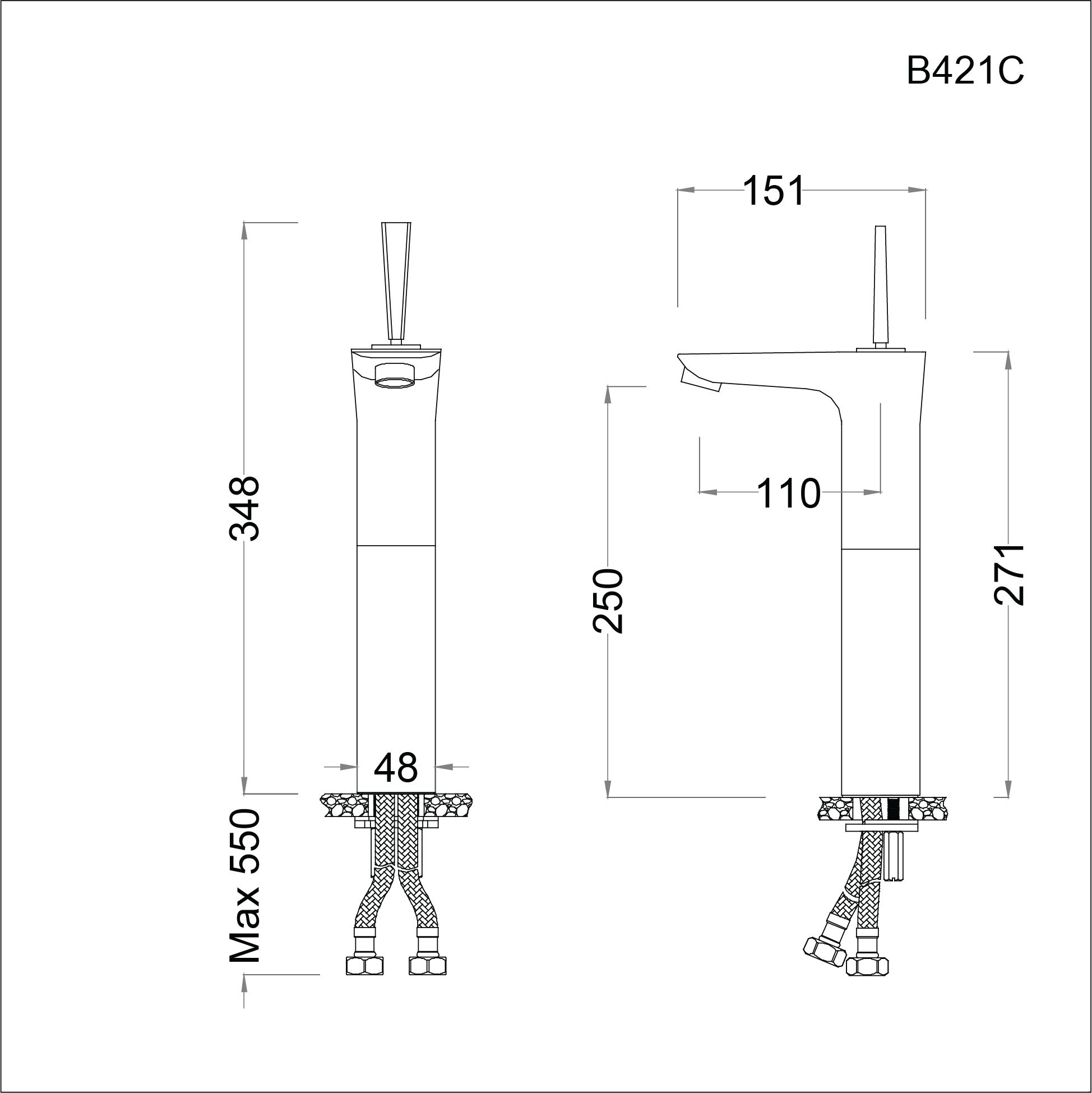 Vòi Lavabo Cao Nóng Lạnh - B421CU