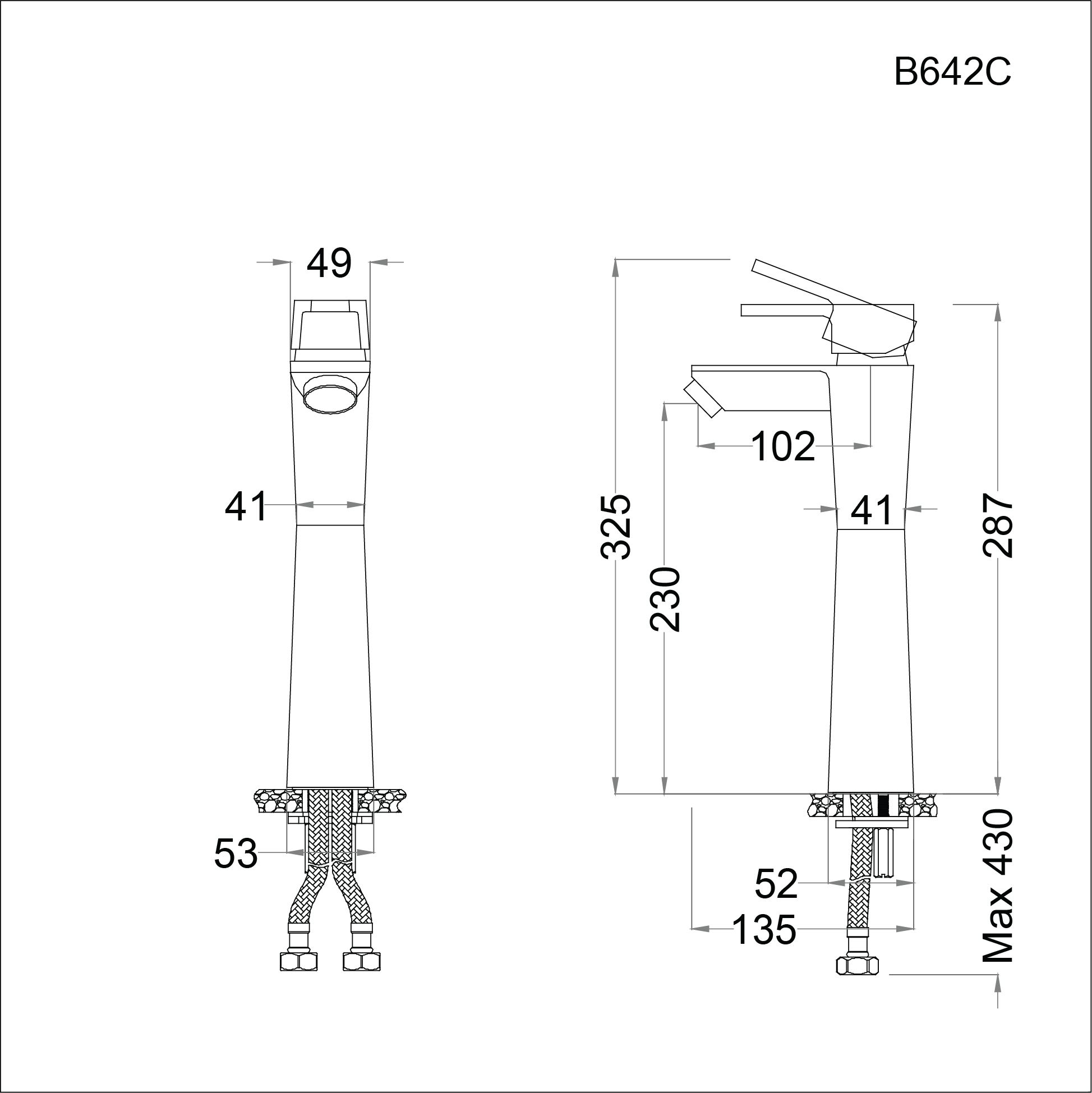 Vòi Lavabo Cao Nóng Lạnh - B642CU