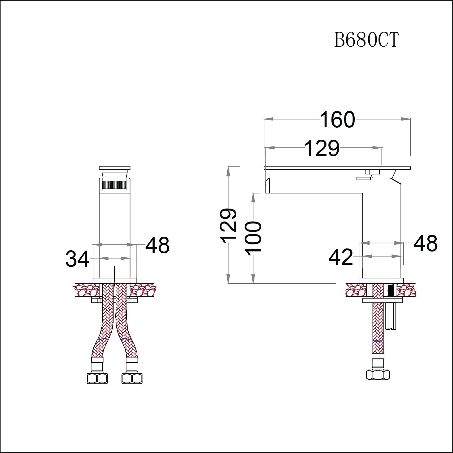 Vòi Đèn Lavabo Nóng Lạnh - B680CT