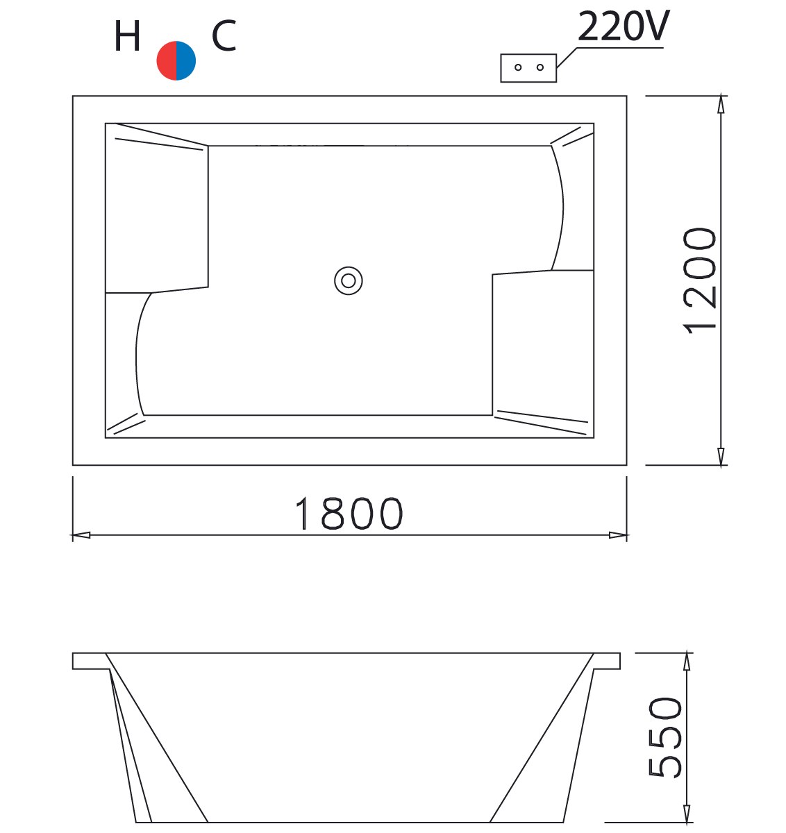 Bồn Tắm Đôi Massage Đèn - MT7180C