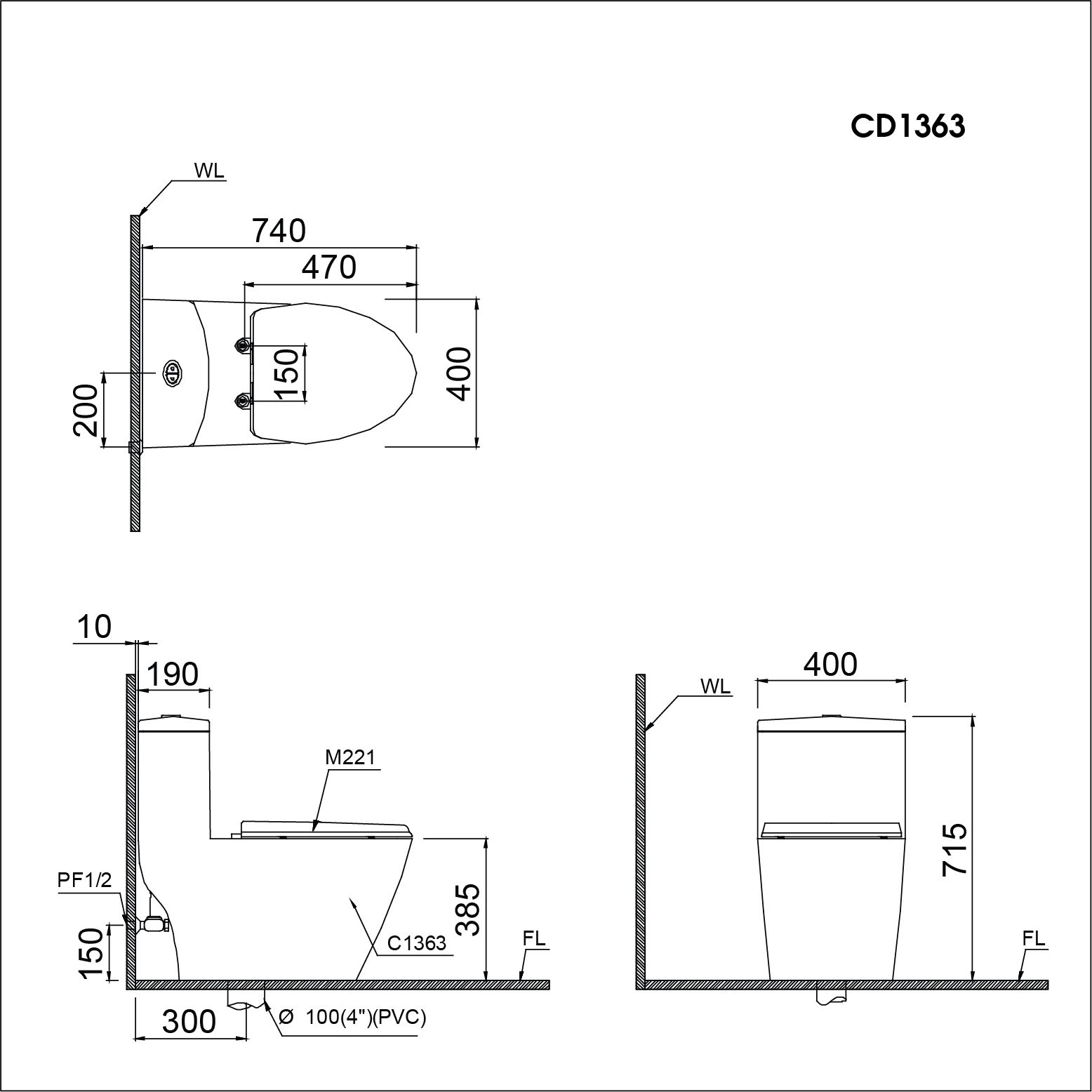 Bàn cầu một khối CD1363