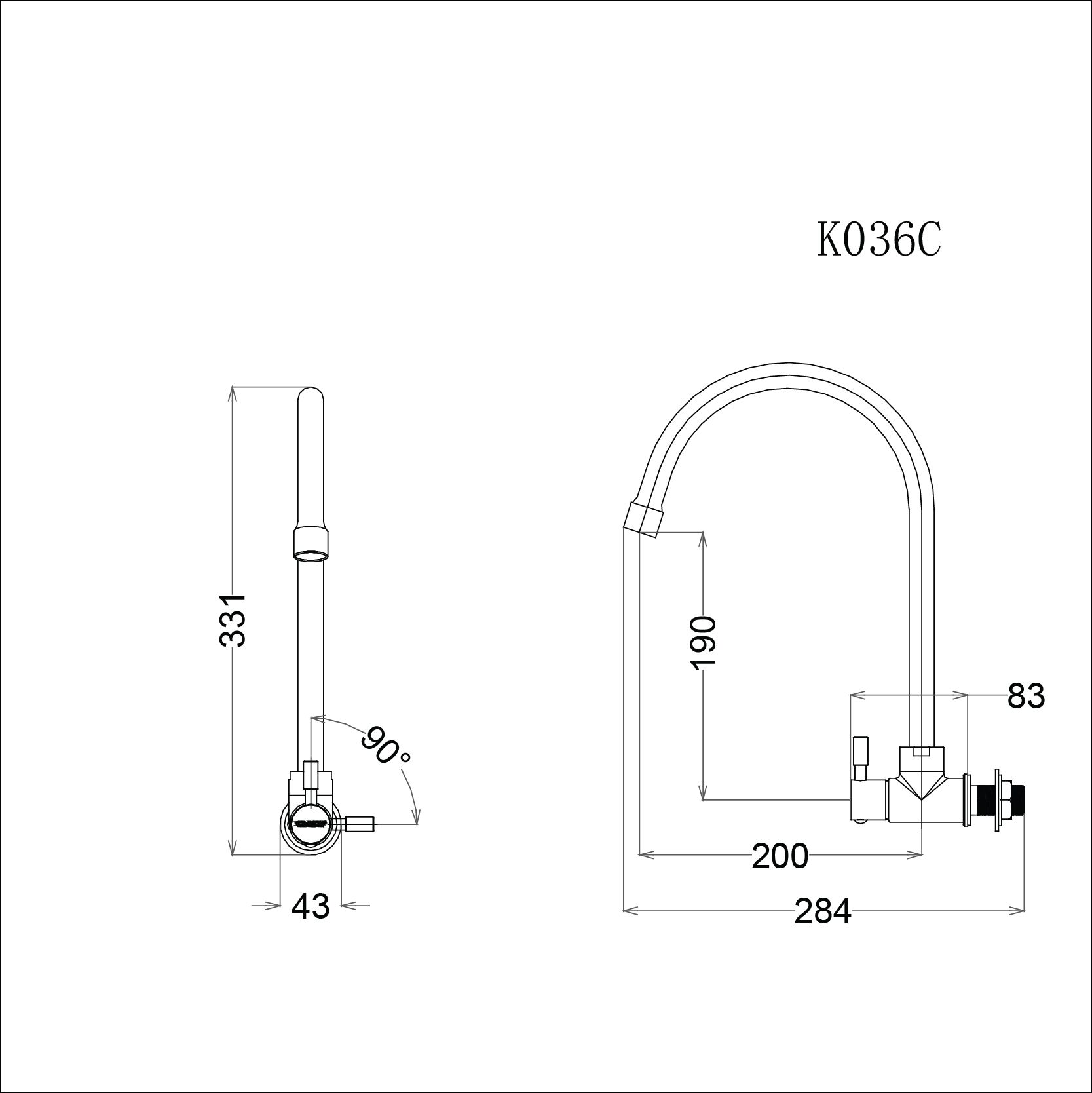 Vòi Bếp Lạnh Gắn Tường - K036C