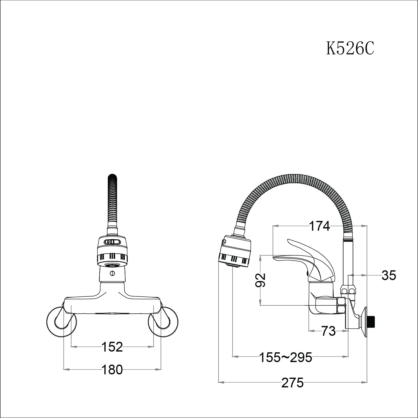 Vòi Bếp Nóng Lạnh Gắn Tường - K526C