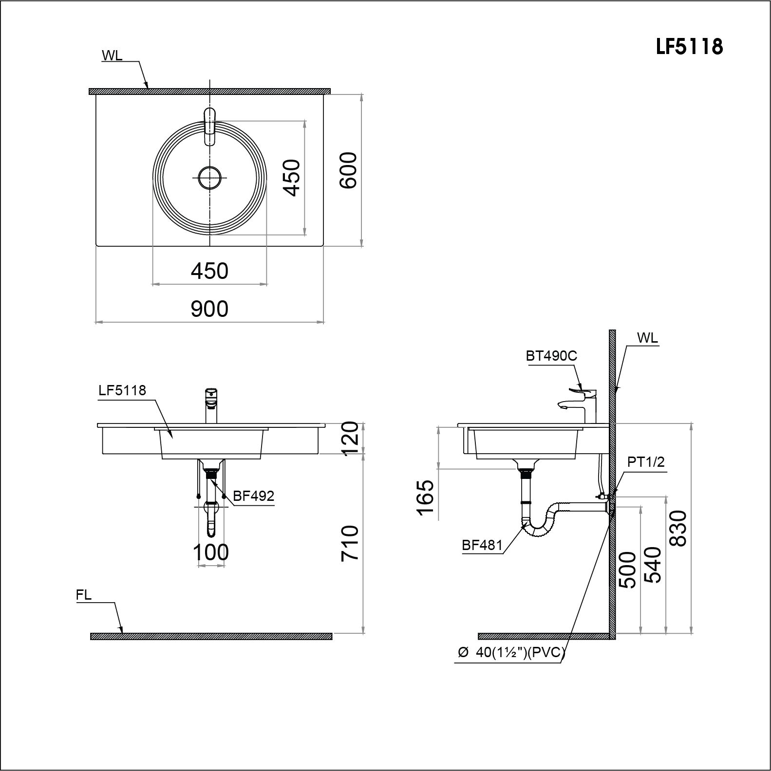 Lavabo Âm Bàn - LF5118