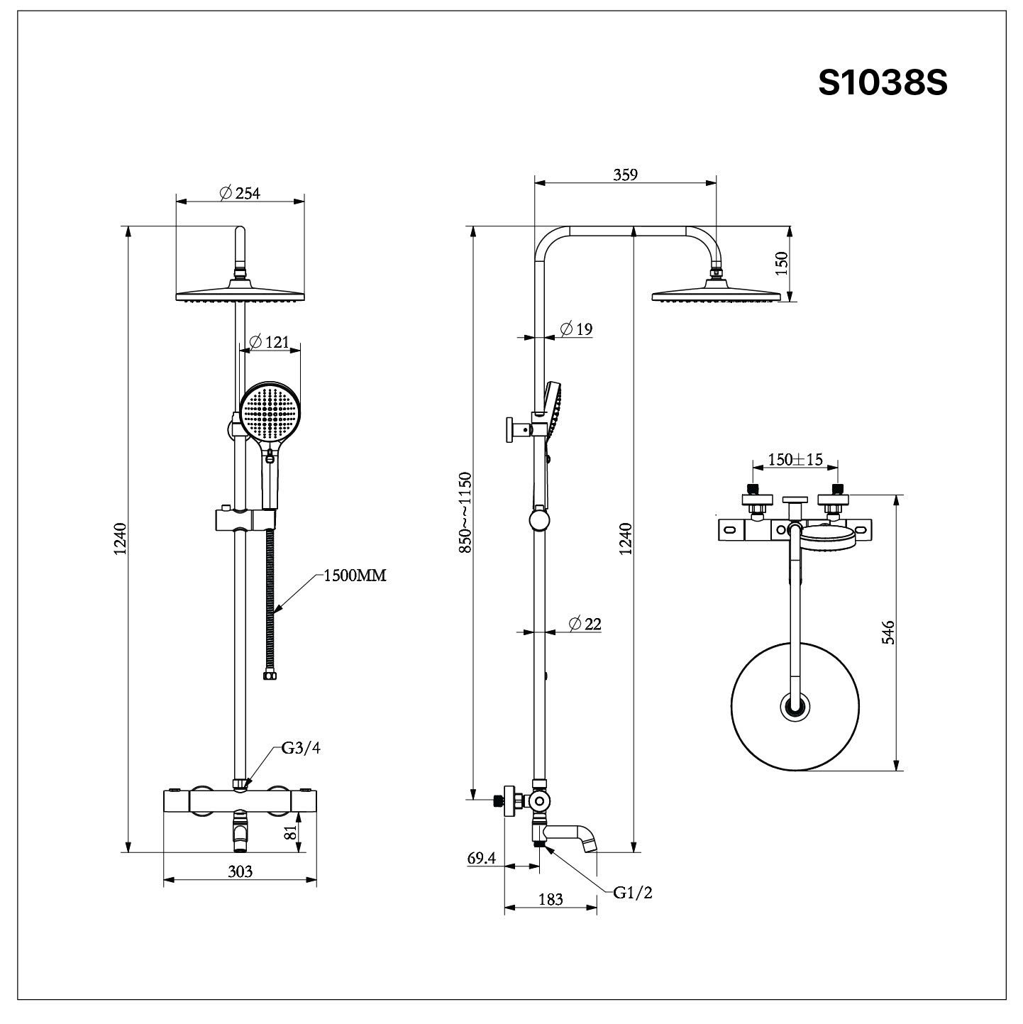 Sen tắm đứng nhiệt tự động - S1038S