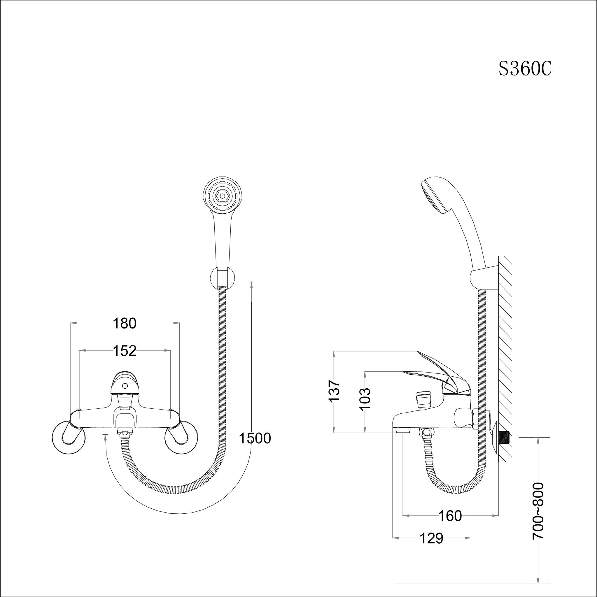 Vòi Sen Gạt Nóng Lạnh - S360C
