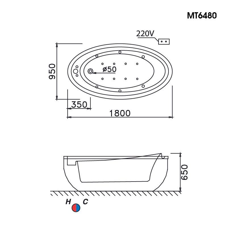 Bồn Tắm Chân Yếm - AT6480