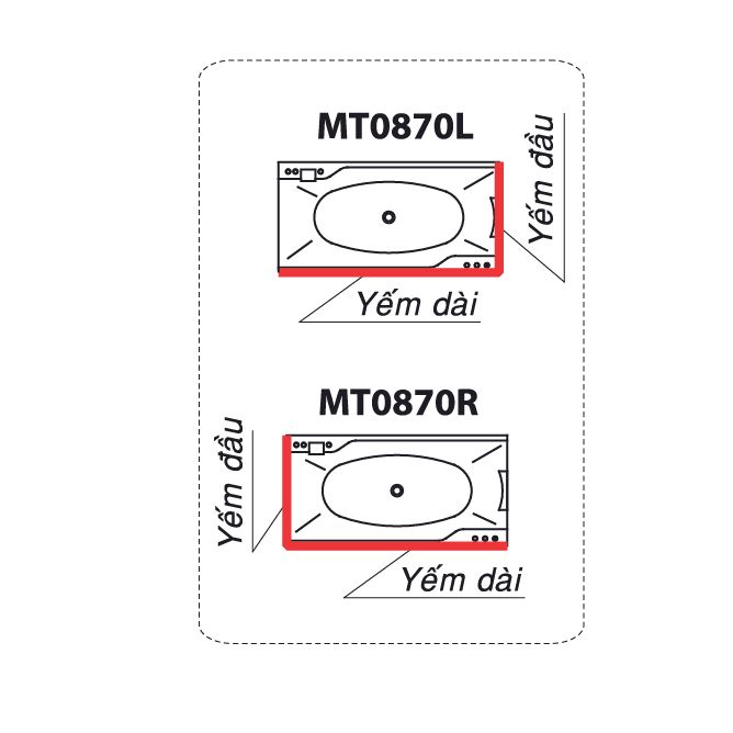 Bồn Tắm Massage Chân Yếm - MT0870L/R