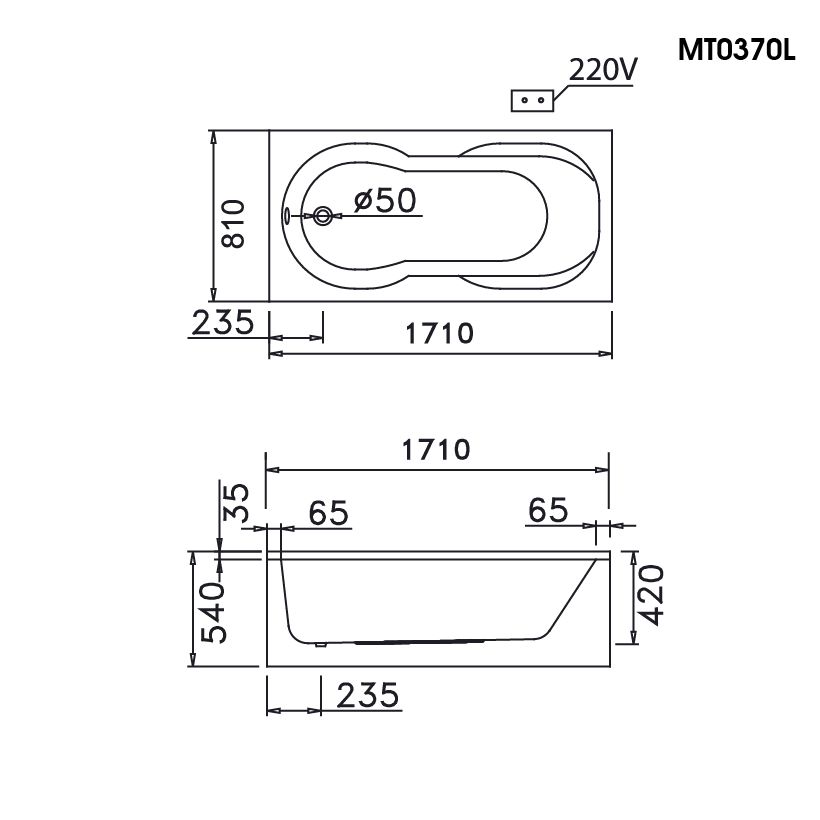 Bồn Tắm Chân Yếm - AT0370L/R