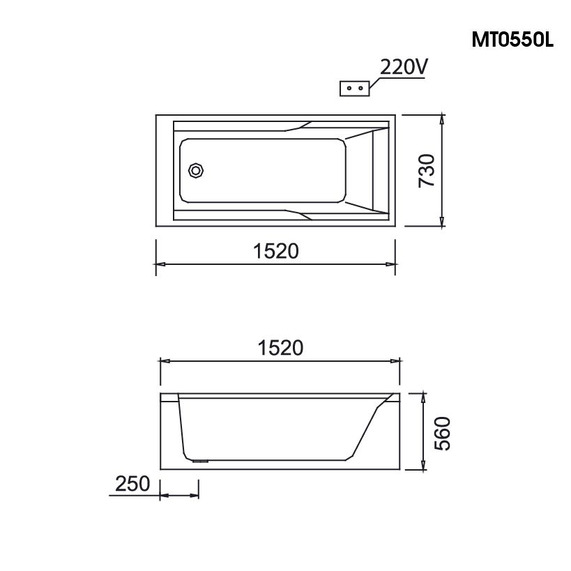 Bồn Tắm Massage Chân Yếm - MT0550L/R