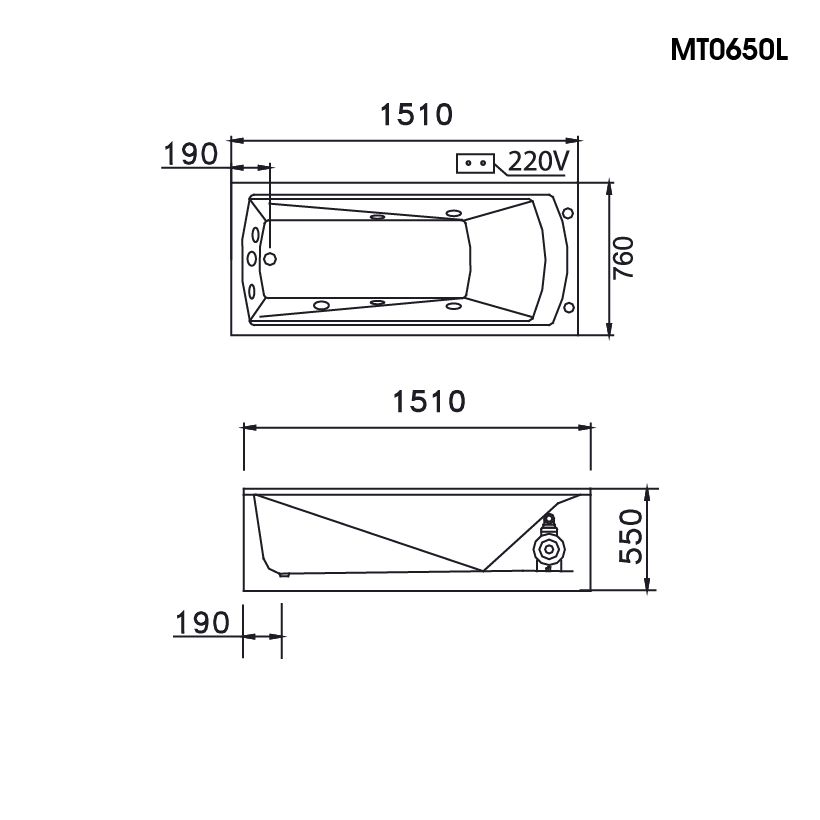 Bồn Tắm Chân Yếm - AT0650L/R
