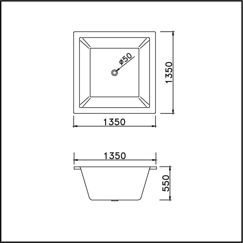 Bồn Tắm Vuông - Không Chân - Không Yếm - AT7135
