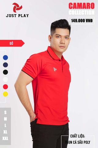 Áo thun có cổ Polo-Camaro đỏ mới