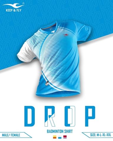 Áo cầu lông nam nữ Drop Xanh Ya