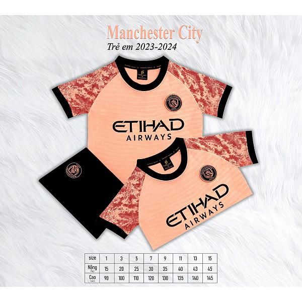 Quần áo Bóng đá Trẻ em Sao Việt Man City màu Cam nhạt mới nhất