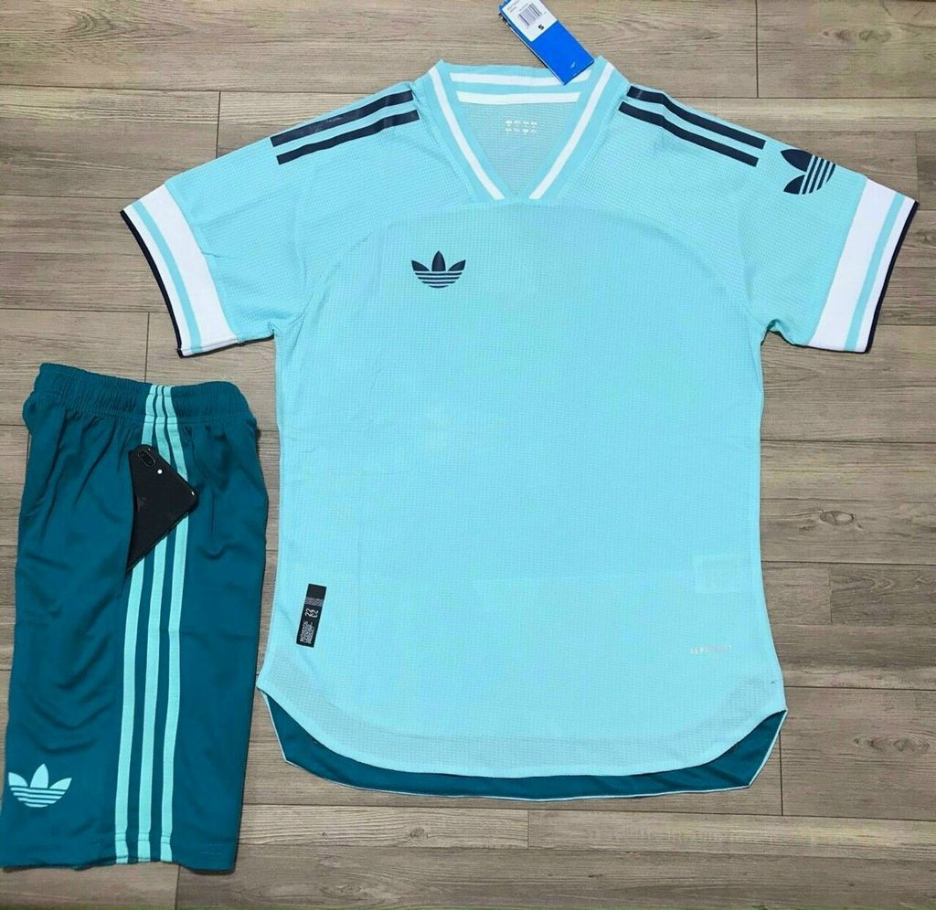 Quần áo đá bóng ADIDAS Vải Mè Thái Gai lưới Cao cấp Xanh nhạt