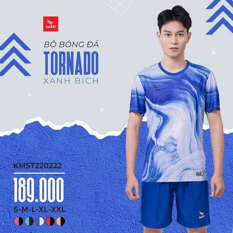 Quần Áo Bóng Đá Không Logo Kamito TORNADO - Xanh Bích