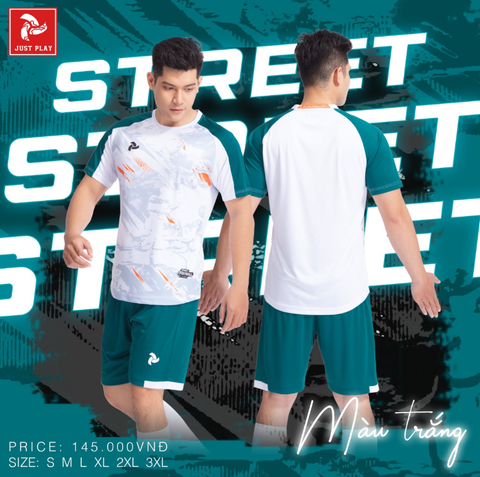 Bộ quần áo bóng đá Justplay Street – TRẮNG