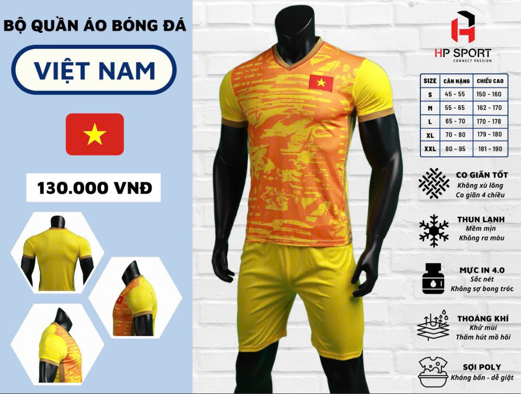 Quần áo Bóng đá ĐT Việt Nam Vàng 23/24 - Mẫu mới nhất