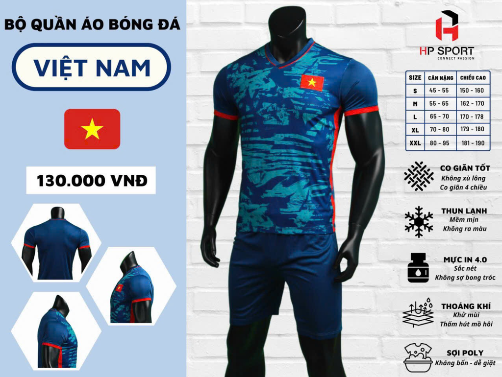 Quần áo Bóng đá ĐT Việt Nam Xanh 23/24 - Mẫu mới nhất