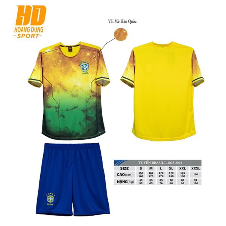 Quần áo Bóng Đá HD ĐT Brazil Vàng xanh 23/24 - Mẫu mới nhất