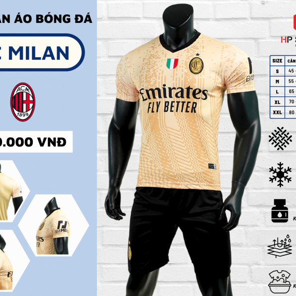 Quần áo Bóng đá CLB AC Milan Vàng - Mẫu mới 23/24