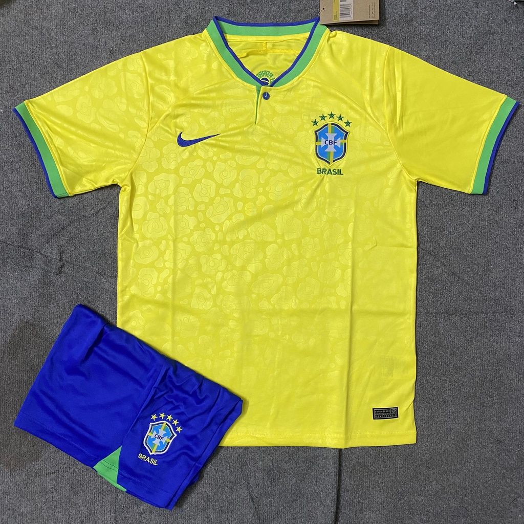 Quần Áo Bóng Đá Đội Tuyển Brazil màu vàng 2022/2023 - Vải Gai Thái Chuẩn Áo Thi Đấu
