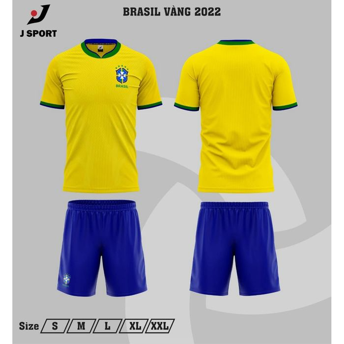 Quần Áo Đá Banh Đội Tuyển Brazil Vàng 2022