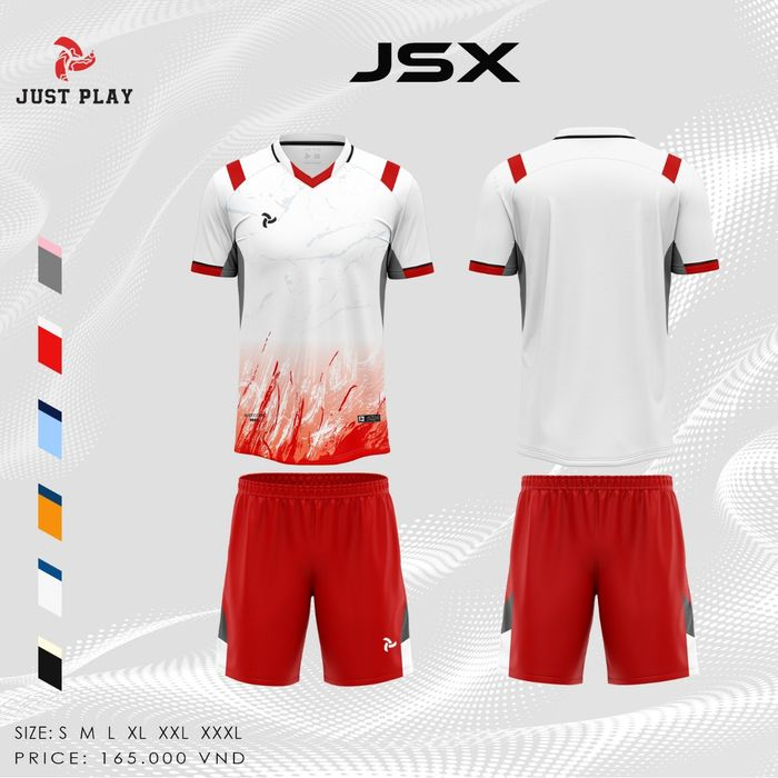 Quần Áo Bóng Đá Không Logo Justplay JSX - Trắng Đỏ