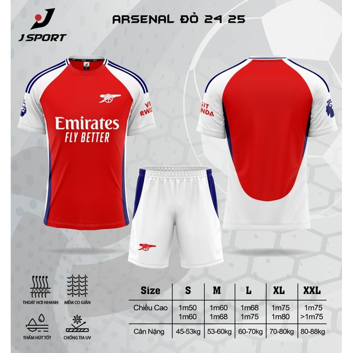 QUẦN ÁO BÓNG ĐÁ ARSENAL ĐỎ 24/25 - MẪU MỚI NHẤT