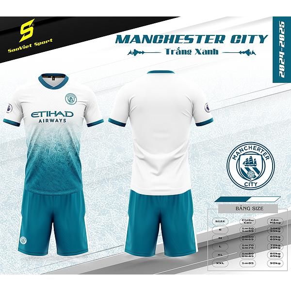 Quần Áo Bóng Đá SV Man City Trắng Xanh 2024 - 2025