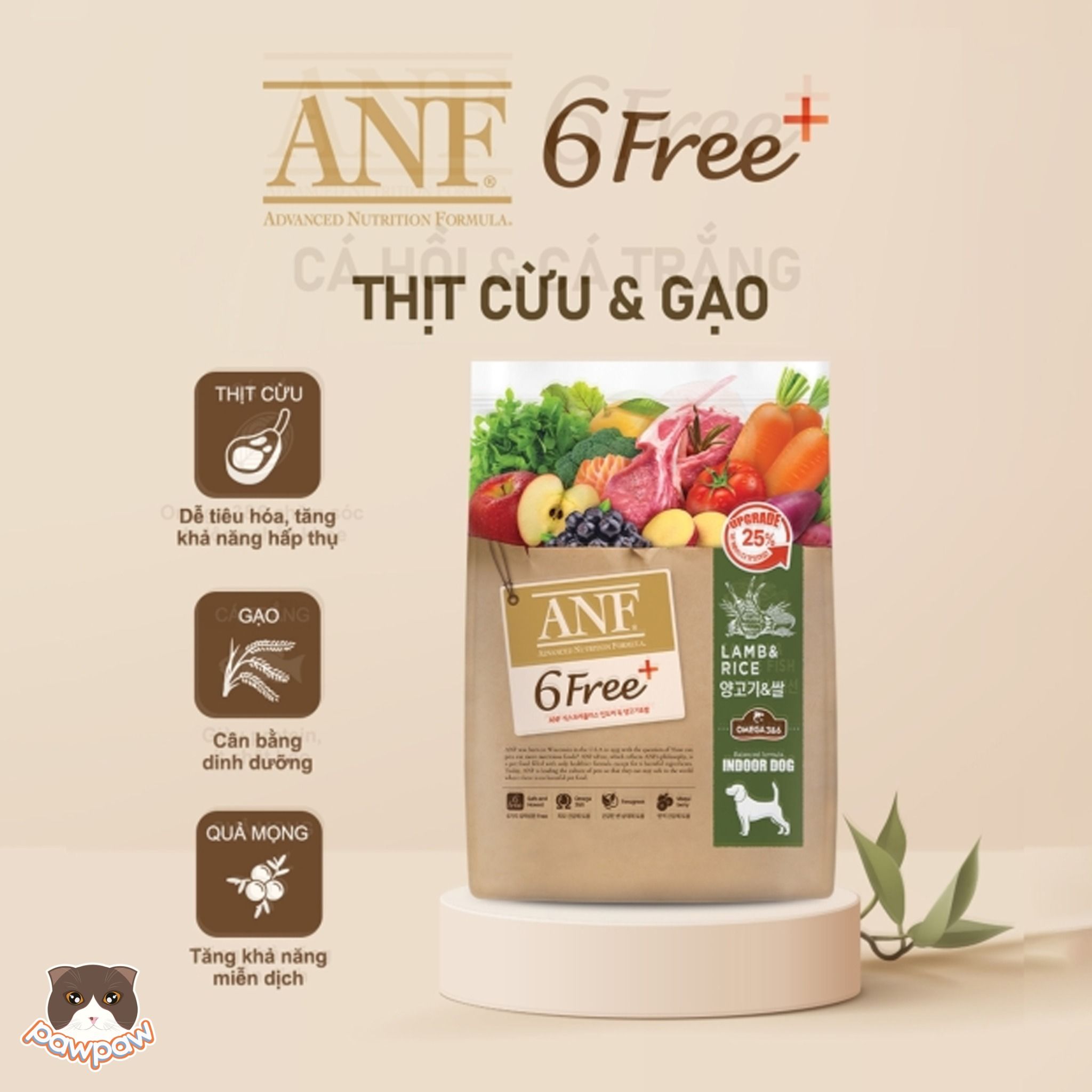 Hạt ANF - 6 Free Plus cao cấp vị cừu & gạo cho chó mọi độ tuổi