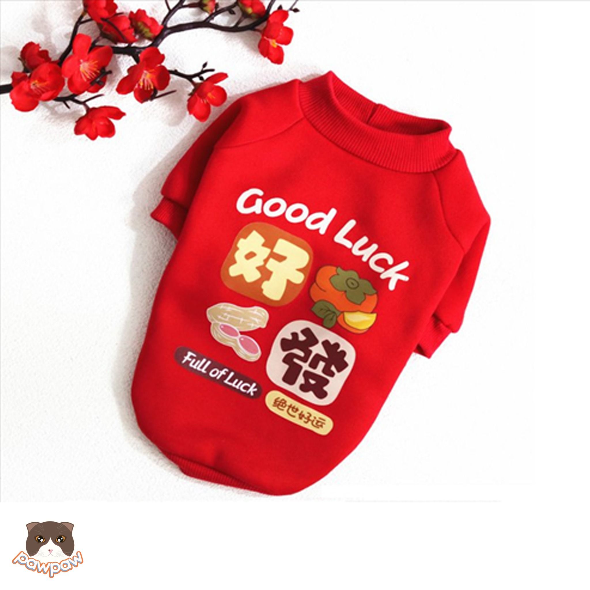 Áo Tết nỉ Good Luck cho chó mèo